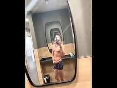 Eggplant undies walking around with a HUGE erection at the gym